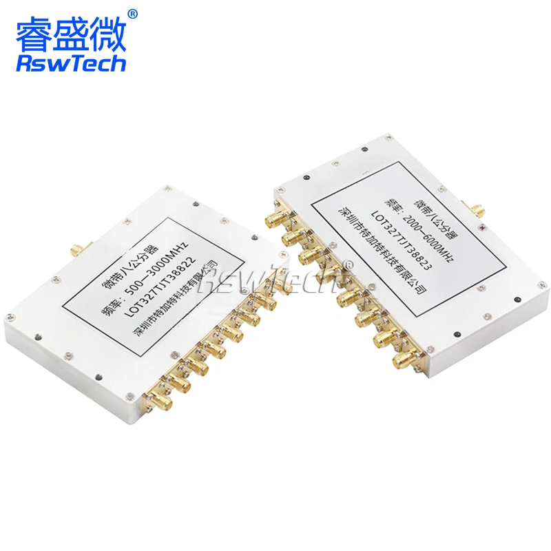 

1PCS SMA power divider, one point eight, 2-6G microstrip power divider, 500-3000MHz combiner, 2.4G-6G 1 to 8 power splitter