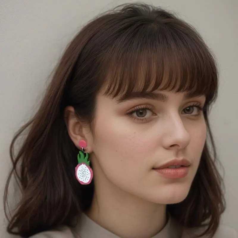 New Fruit Earrings Strawberry Pitaya Fruit Earrings Sparkling Acrylic Earrings Decorative Gift Earring Fashion Party Jewelry Gif