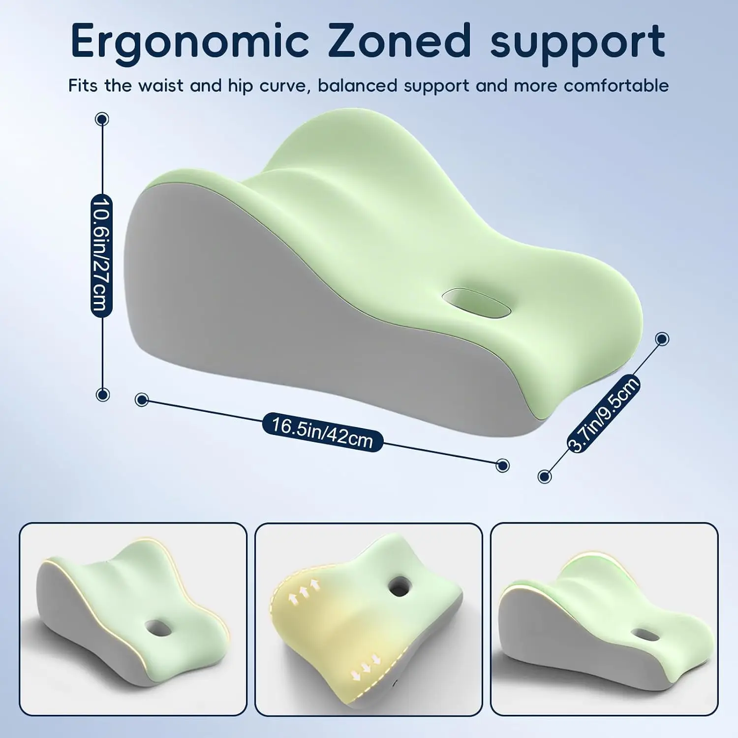 Orthopedic Therapeutic Support Pillow Relieves Back Waist & Leg Pressure&Sciatica Cooling Breathable Washable Cover for Bed Sofa