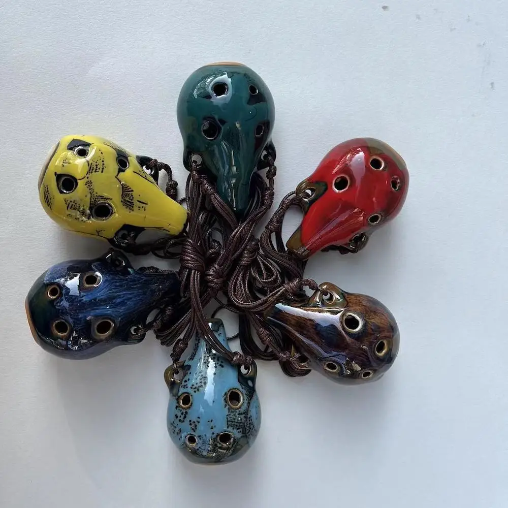 2024 Chinese Style 6 Hole Ocarina Multi-tone Ceramic Whistle Flute Ceramic Crafts Gifts Vintage Musical Instrument Accessories