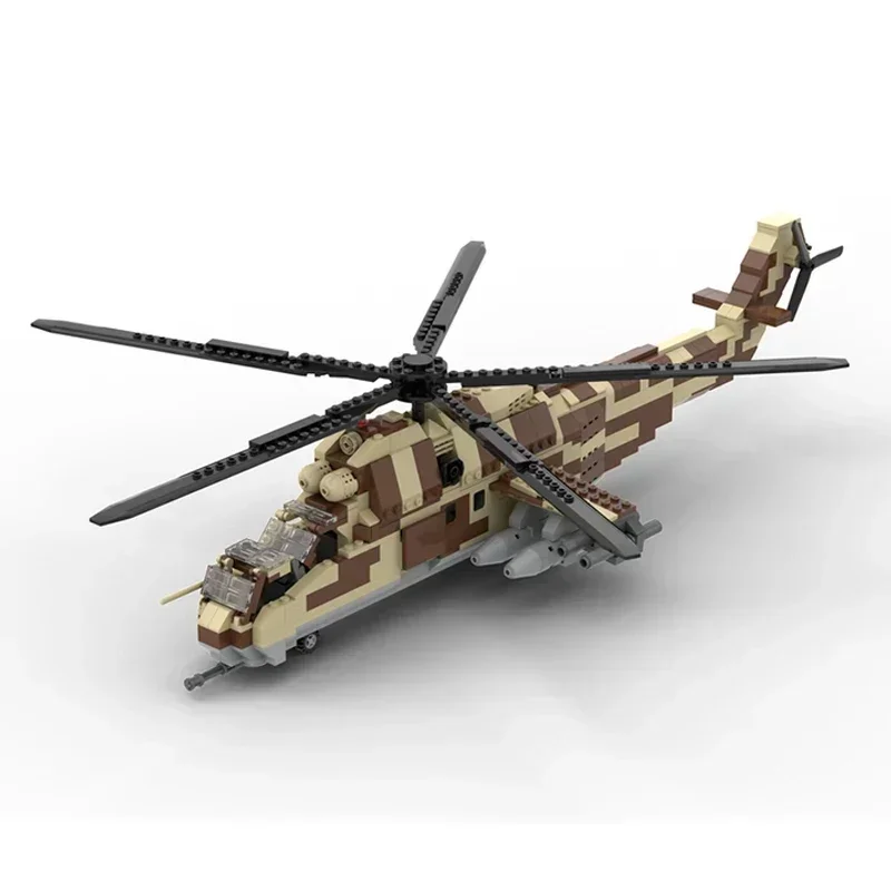 Moc อาคารอิฐทหาร Mi-24 เฮลิคอปเตอร์อาวุธรุ่นเทคโนโลยี Modular Blocks Construstion ของเล่น DIY ชุดประกอบของขวัญ
