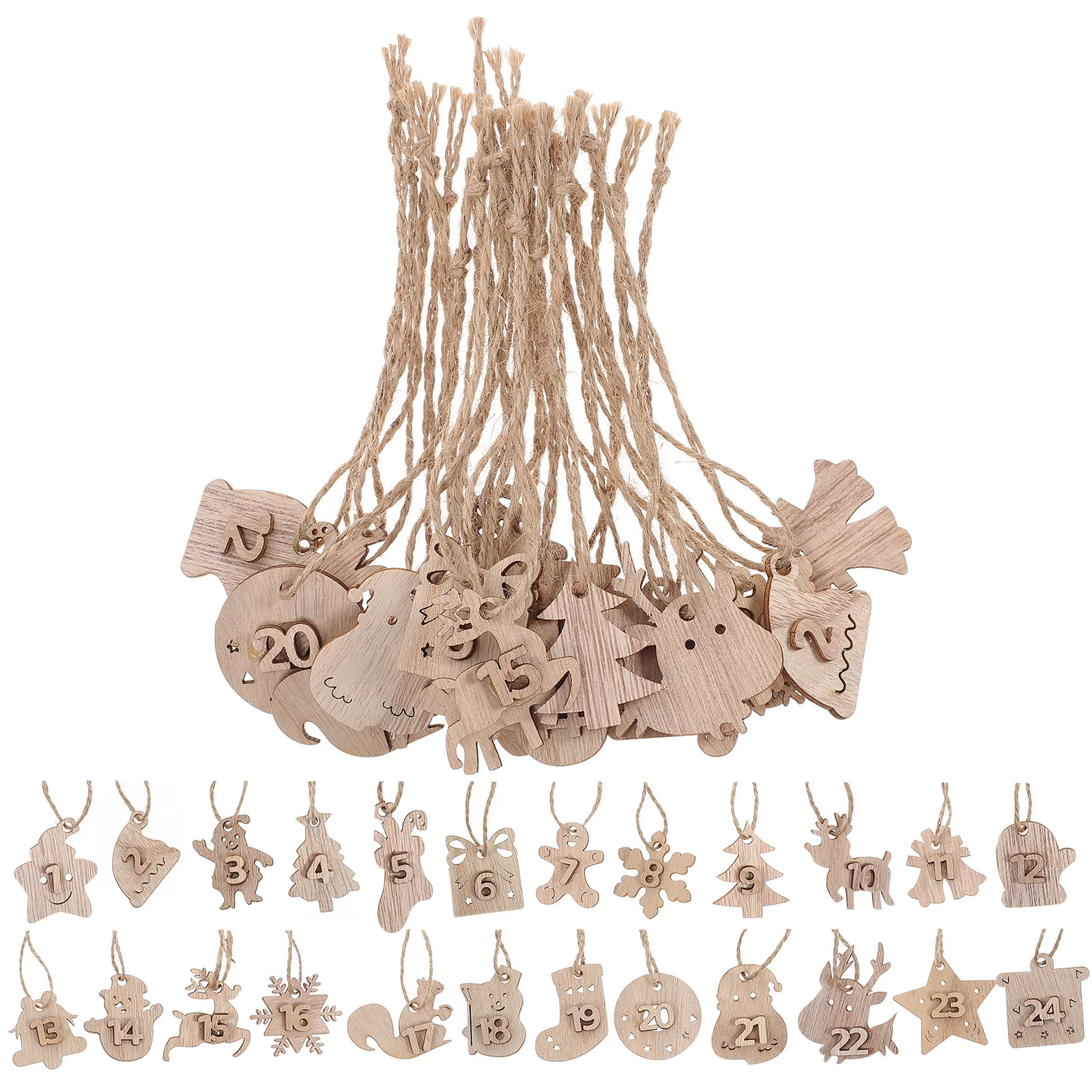 

1Set Christmas Wooden Pendants Hanging Decor with Number Design for Xmas Tree DIY Calendar Countdown Festival Decorations
