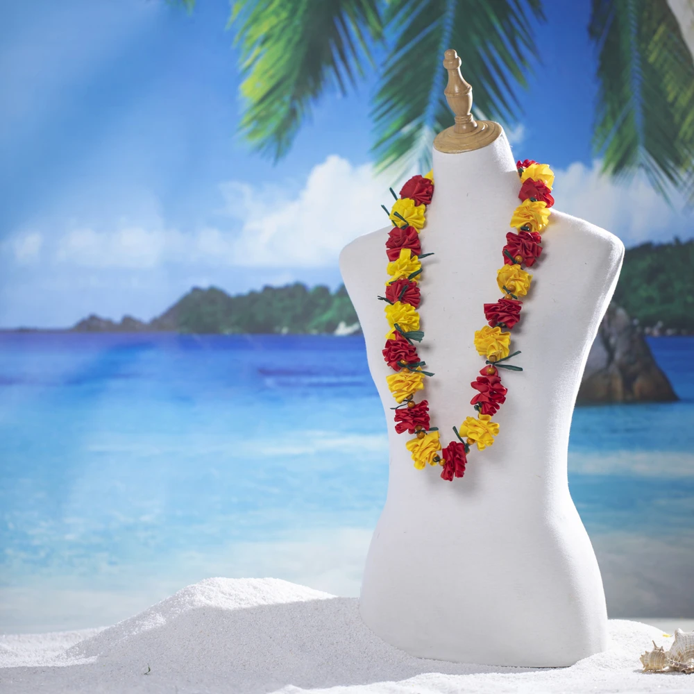 

New Arrival Graduation Ribbon Lei With Wood Beads Custom Color Braided Necklace Graduation Gift Party Accessories