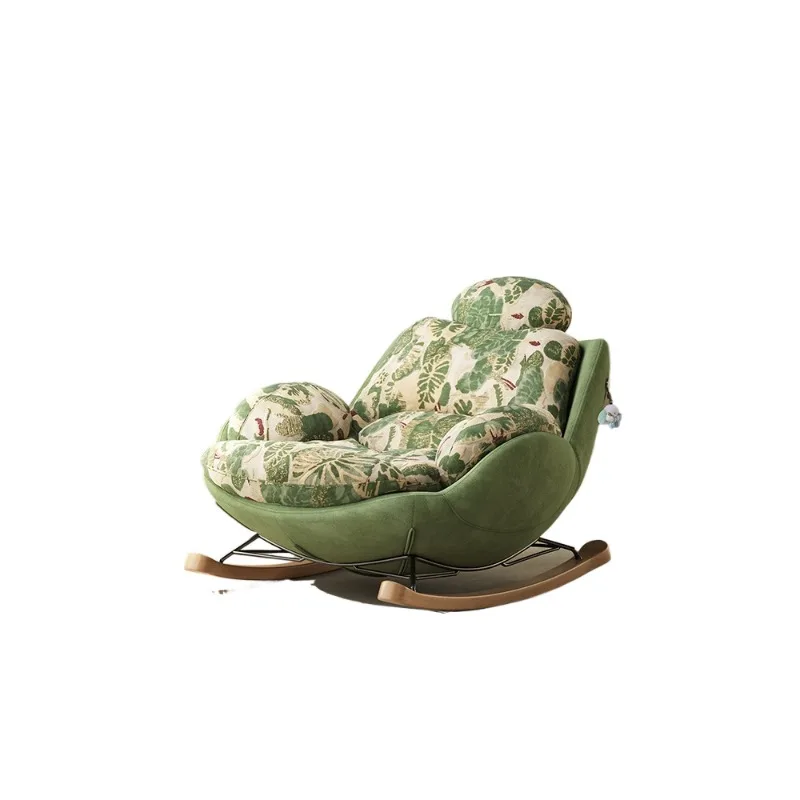 Light luxury high-end rocking chair adult reclining chair lazy leisure home living room sofa chair Tencel linen