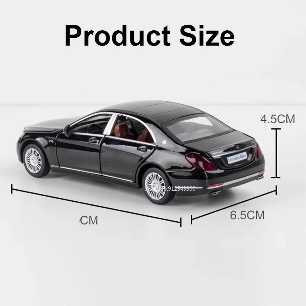 1/32 Scale Mercedes-Benz Maybach S600 Car Model Toy Sound Light Pull Back Metal Diecast Ornaments Collection Boys Kids Toys Gift