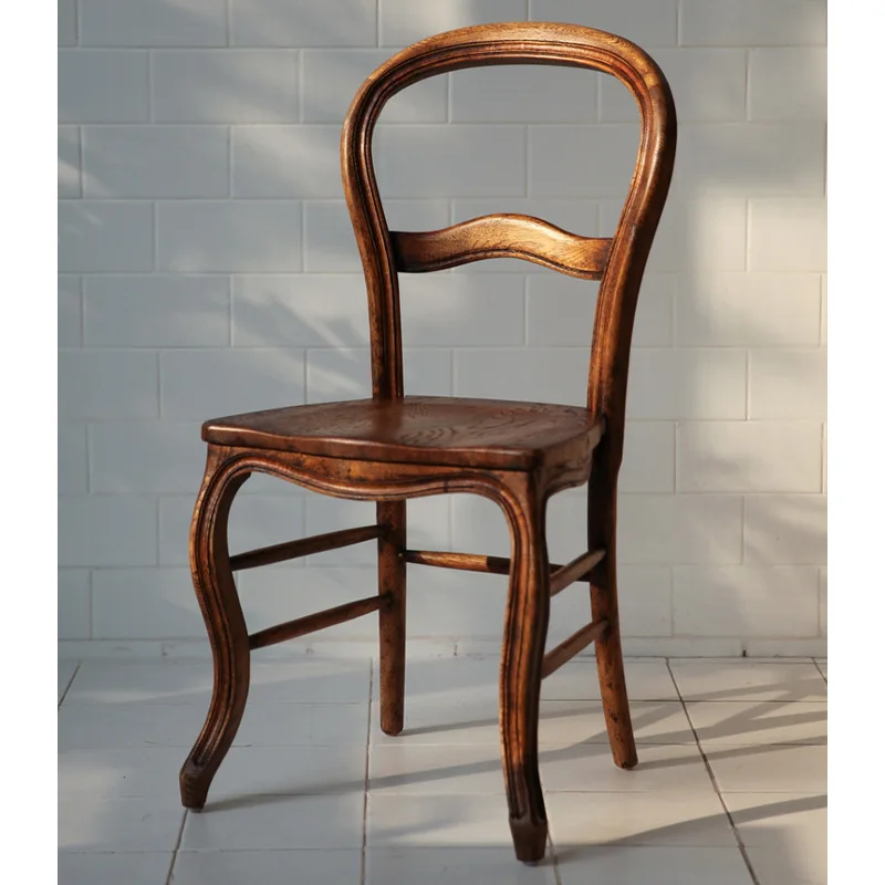 

Solid wood dining chair French old chair retro cafe chair small apartment homestay designer leisure