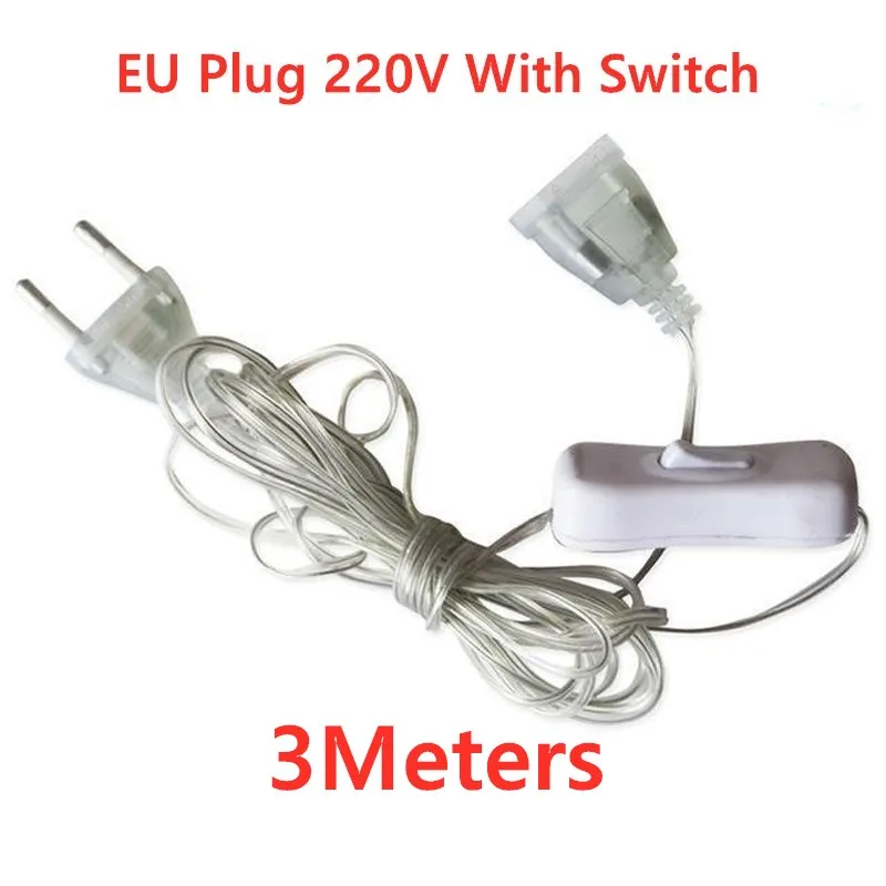 3M 5M Power Cable 220V EU US Plug Led String Extension Standard Power Extension Cord For Home Holiday String Light Christmas