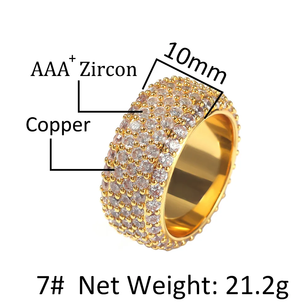 

Full Zircon CZ Bling Bling Iced Out Cubic Zircons Mirco Pave Prong Setting Brass Rings Fashion Hip Hop Jewelry BR031