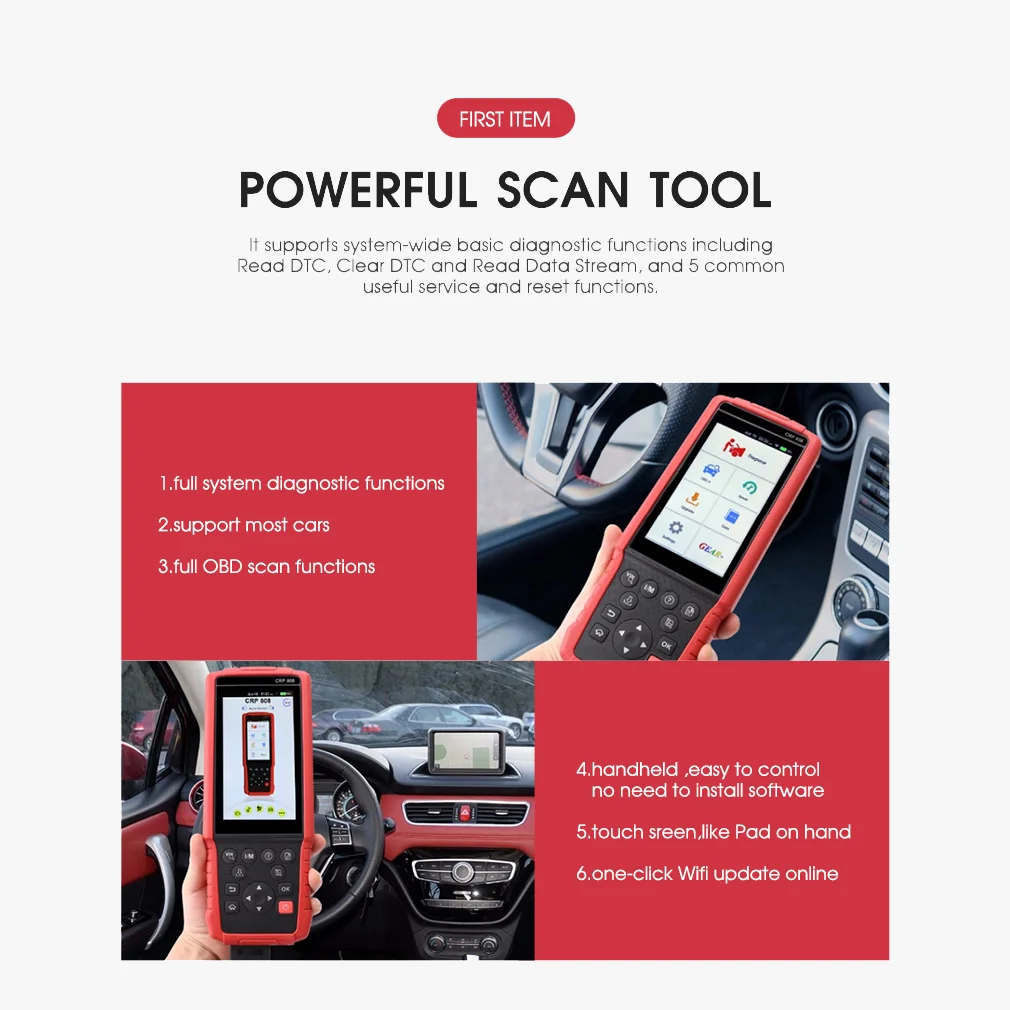 New Launch CRP808 Powerful Scan Tool Supports OBD2 Full System Diagnostic Handheld Reading And Online Updates Without Register