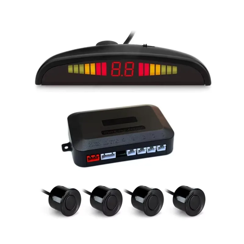 2026 Hot！Easy Installation Car Front Parking Sensor System LED Display 4 PCS Parking Sensor Front Detection Alarm Kit 0.3-1m Voi