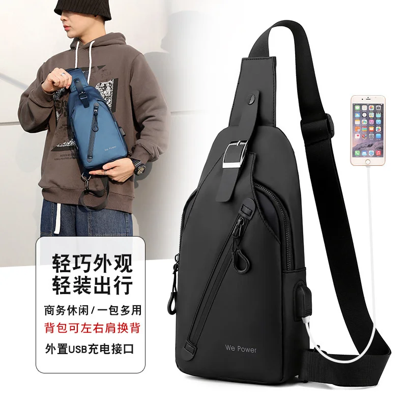 

New men's outdoor chest bag trend USB chest bag sports anti splash messenger bag business Backpack