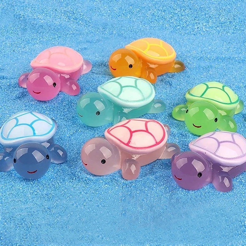 Mini Luminous Turtle Miniatures Cute Turtle Craft Desktop Fish Tank Ornaments Micro Landscape Figurines Home Decoration Gifts