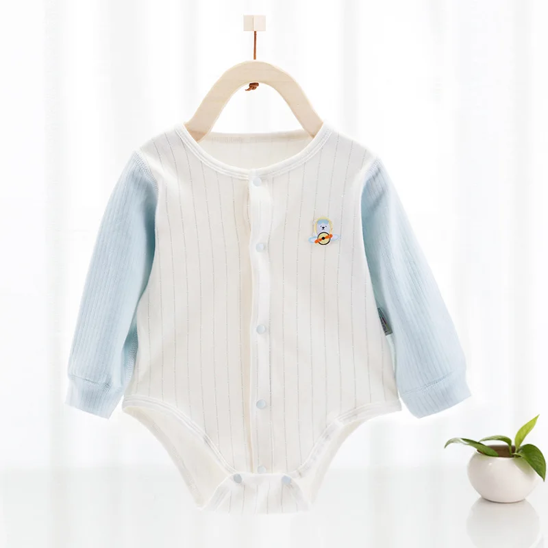 Newborn Baby Fart Clothes Autumn and Winter Cashmere Baby Long Sleeve Triangle Khaki Climbing Jumpsuit Clothes