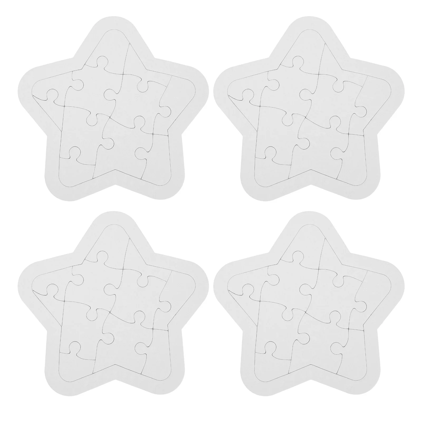 4 Sets Blank Puzzle Piece Diy Craft For Kids Painting Coloring Graffiti Hand-Eye Coordination Creative Training Game Jigsaw