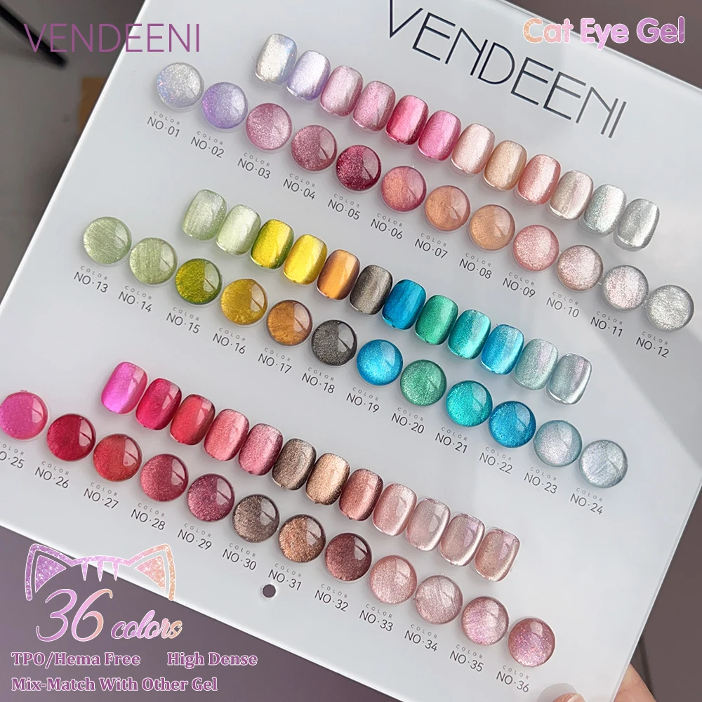 Vendeeni 36 Farben/Set Kristall-Katzenaugen-Gel-Nagellack Magnetischer UV-LED-Soak-Off-Gel-Lack Rosa Roter Katzenaugen-Gel mit Display – Detail 9