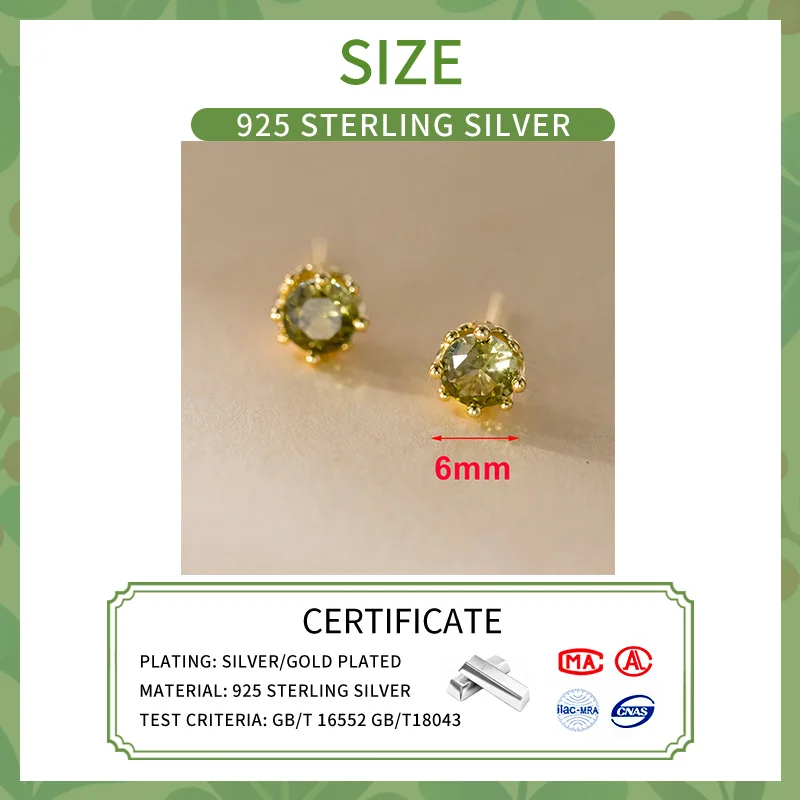 SOFTPIG Real S925 Sterling Silver Prong Setting Zircon Round Stud Earrings for Women Classic Fine Jewelry Accessories