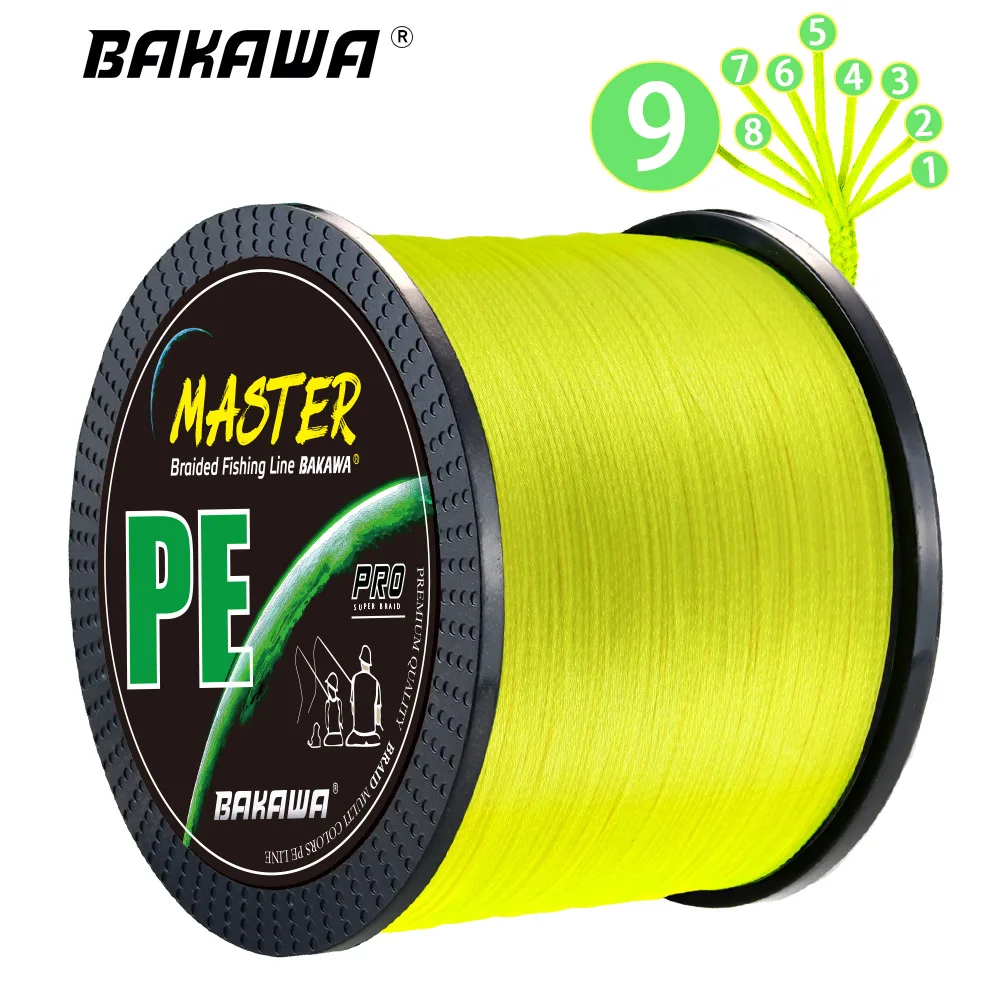 

BAKAWA New X9 Strands PE Fishing Line 100M 300M 500M 1000M Japan Multifilament Braided Carp Wire 22-100LB Super Strong Pesca