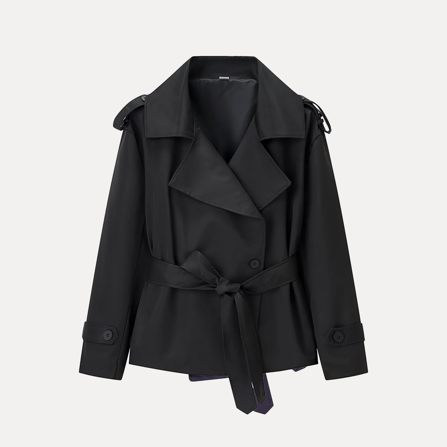 سترة قصيرة أنيقة بلون واحد مع حزام للنساء خريف 2025 من زاداتا بقصة قياسية ملابس خارجية قصيرة بصف أزرار مزدوج #2