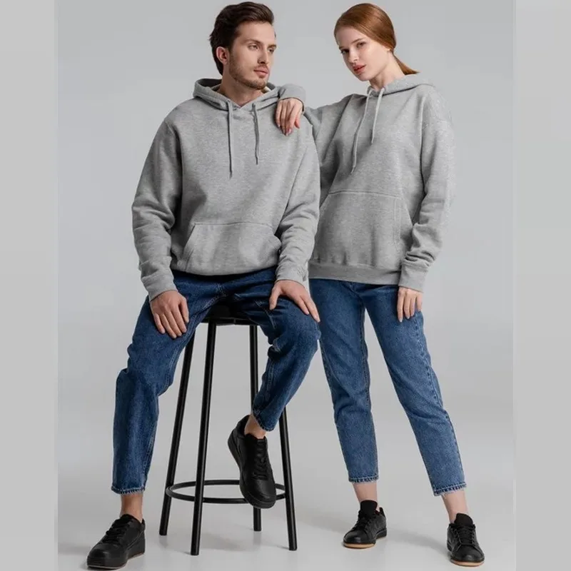 Autumn and winter new cross-border European and American men's sports solid color fleece hoodie wholesale hoodie for men and wom