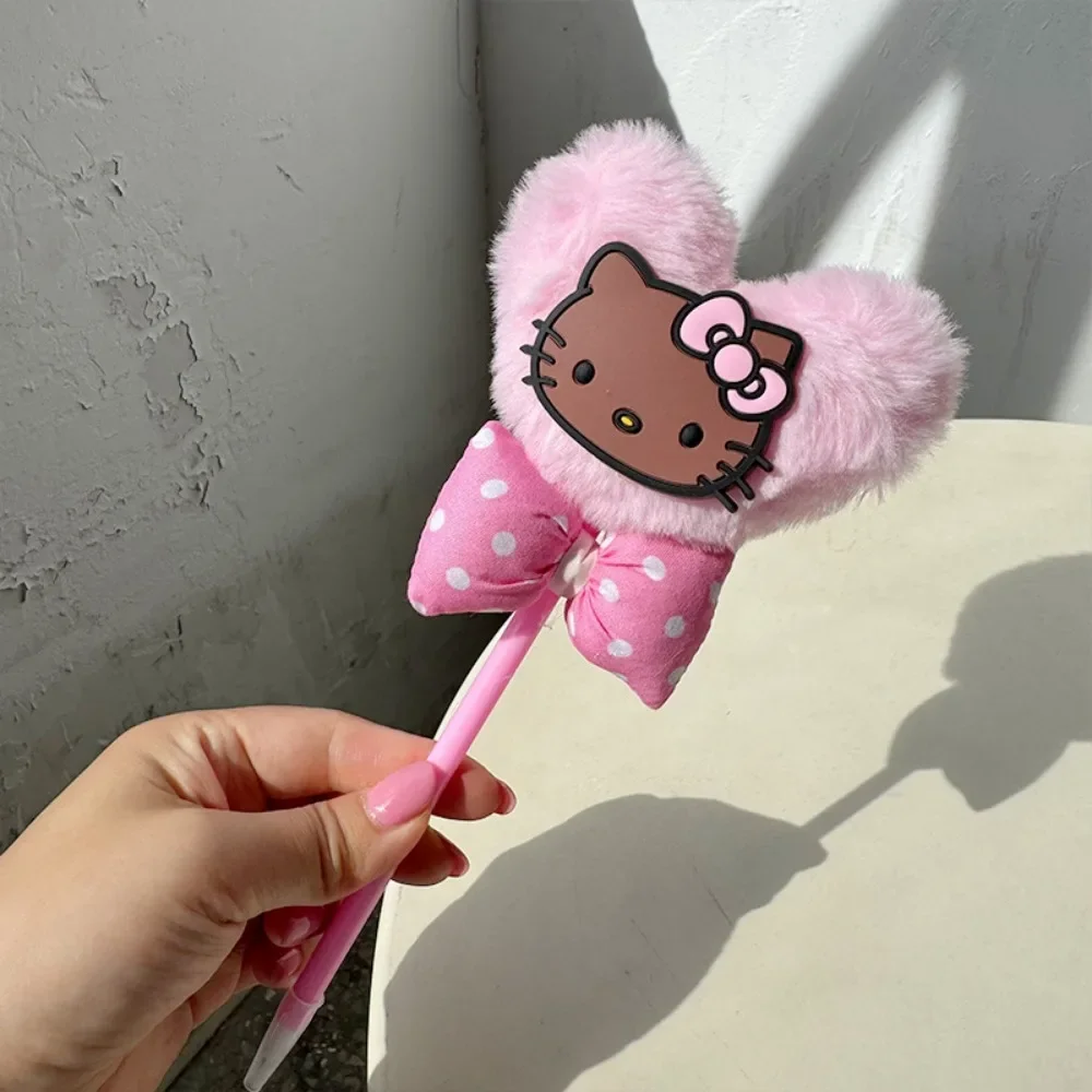 Hello Kitty Ballpoint Pen Love Hairball Tanning Cat Gel Pens Kawaii Schoolgirl Study Stationery Bow Decoration Small Gift