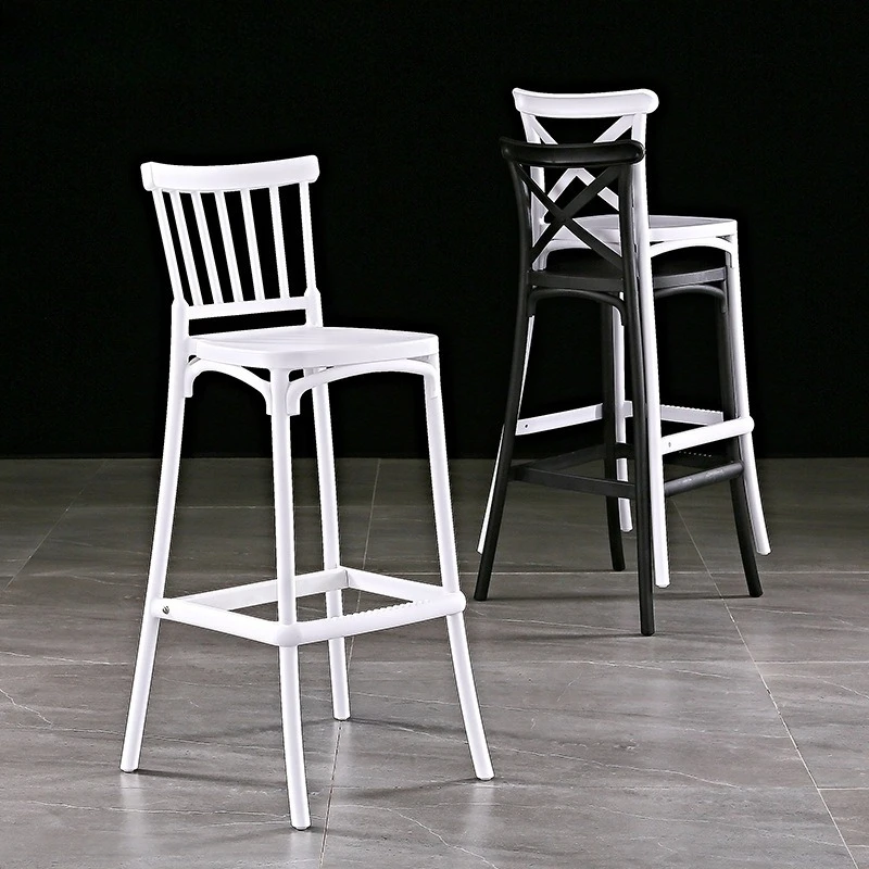 

Nordic minimalist bar chair Modern minimalist plastic backrest Bar chair Household stackable designer creative high stool
