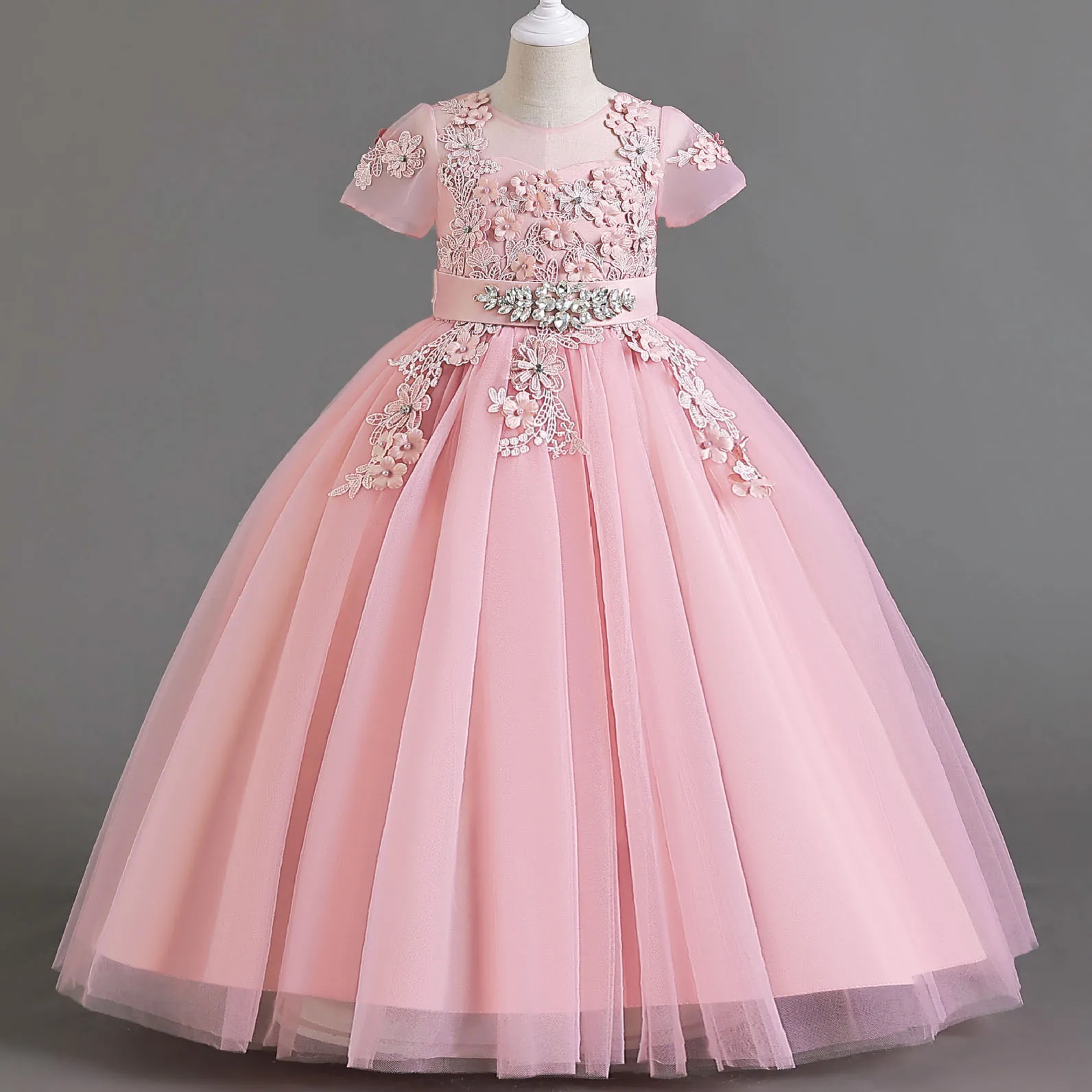 Charlotte mn-Superbe robe de reconstitution historique pour petites grandes filles, mancherons, fleur, fête d'anniversaire, cérémonie de remise des diplômes