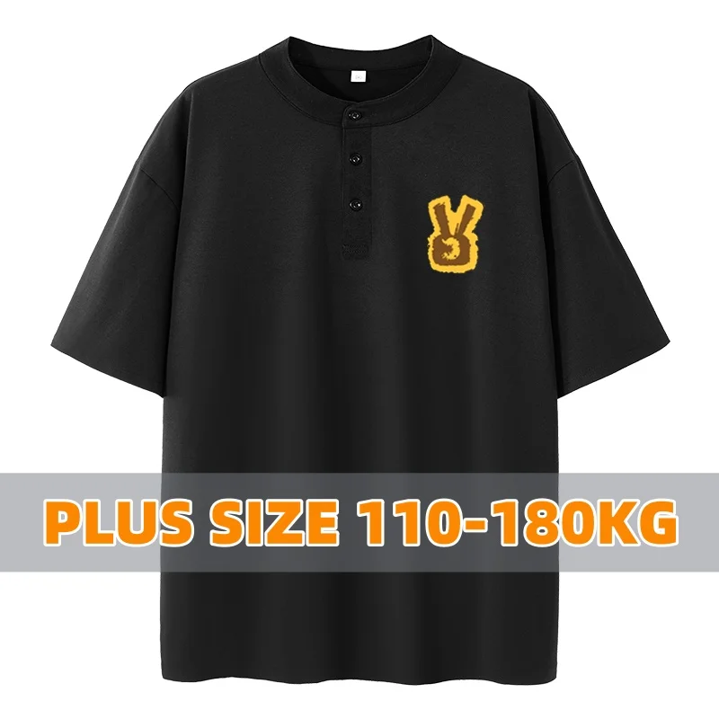 

Men Oversized Tees Plus Size 4XL 5XL 6XL 7XL Printed T-shirt for 110-180kg Summer Cotton T-shirt Round Neck Short Sleeve Tops