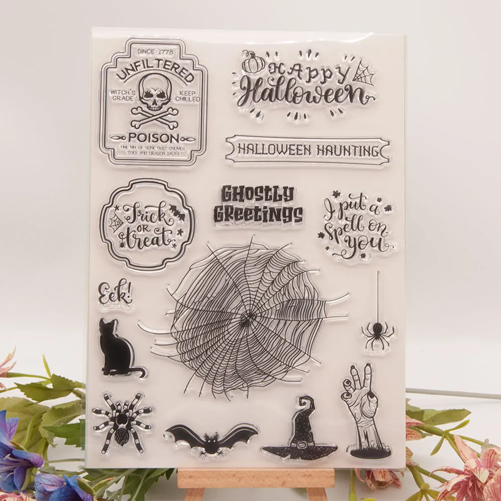 Przezroczysty czysty stempel wesołego Halloween KLJUYP do scrapbookingu/tworzenie kartek/świątecznego materiały dekoracyjne dla dzieci