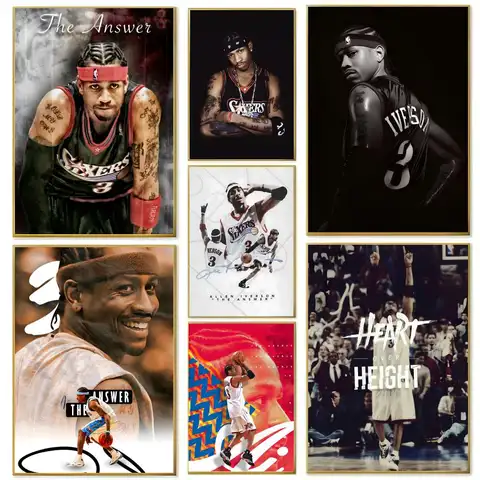 Basketball A-Allen I-Iverson Poster Wall art print art suitable for living room bedroom bar parlor home decor gift