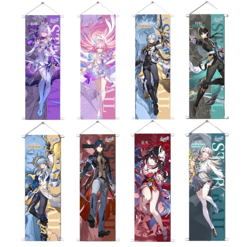 Honkai Star Rail Figure Scroll Canvas Painting Cyrene Phainon Sparkle Home Decor Wall Hanging Anime Poster Wall Art Gift