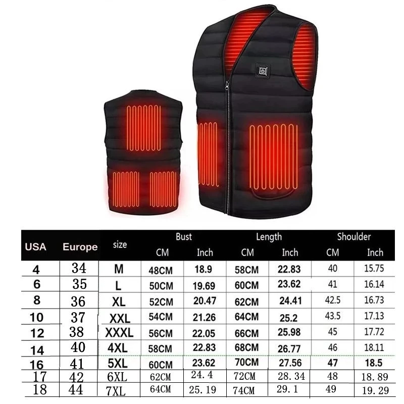 Men autumn Outdoor USB 5 places Infrared Heating Vest Jacket Winter Flexible Electric Thermal Clothing Waistcoat Fishing Hiking