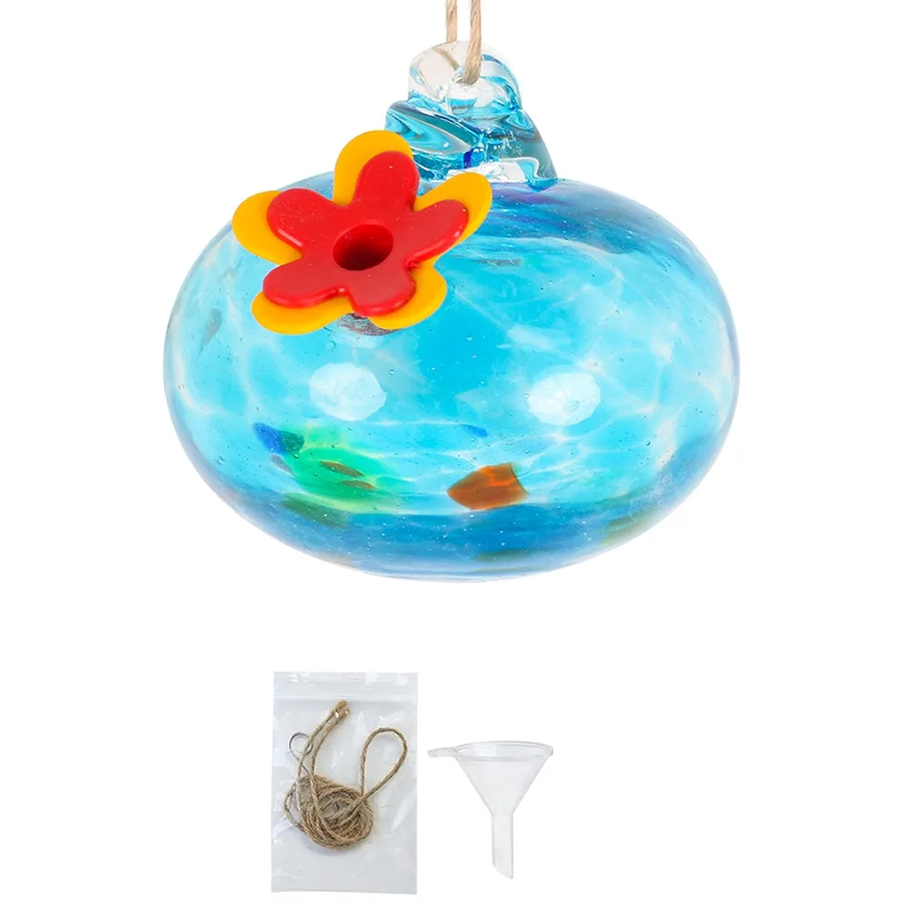 Comedero creativo para colibríes con forma de gota, comedero colgante de cristal en forma de bola, bebedero práctico para pájaros para ventana