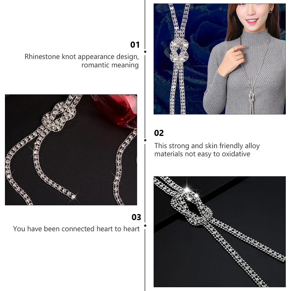 

Sweater Chain Necklace Silver Scarf Rhinestone Dressy Collocation Winter Choker Artificial