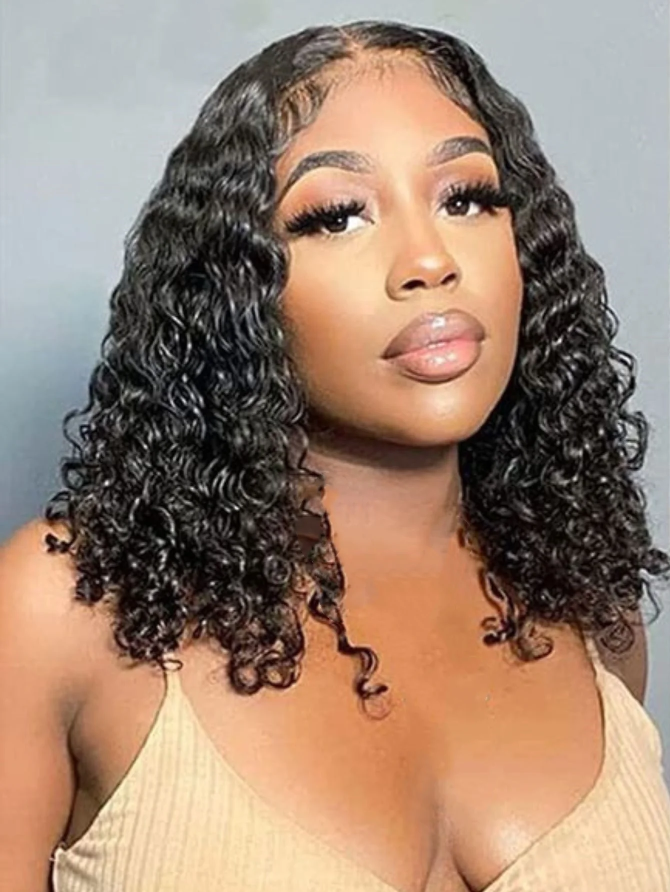 ブラジル産ショートボブ100%人毛13x4レースフロント人毛ディープウェーブ13x4レースフロントカーリー13x4レースクロージャーウィッグ女性用