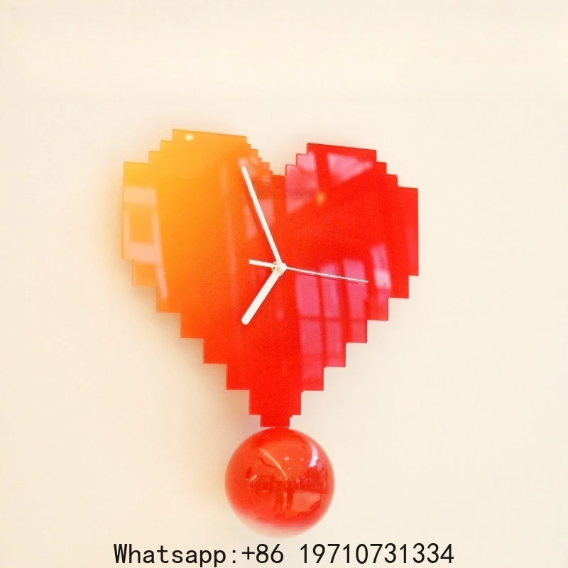 

Acrylic Pixel Love Wall Clock Cute Photo Ornament