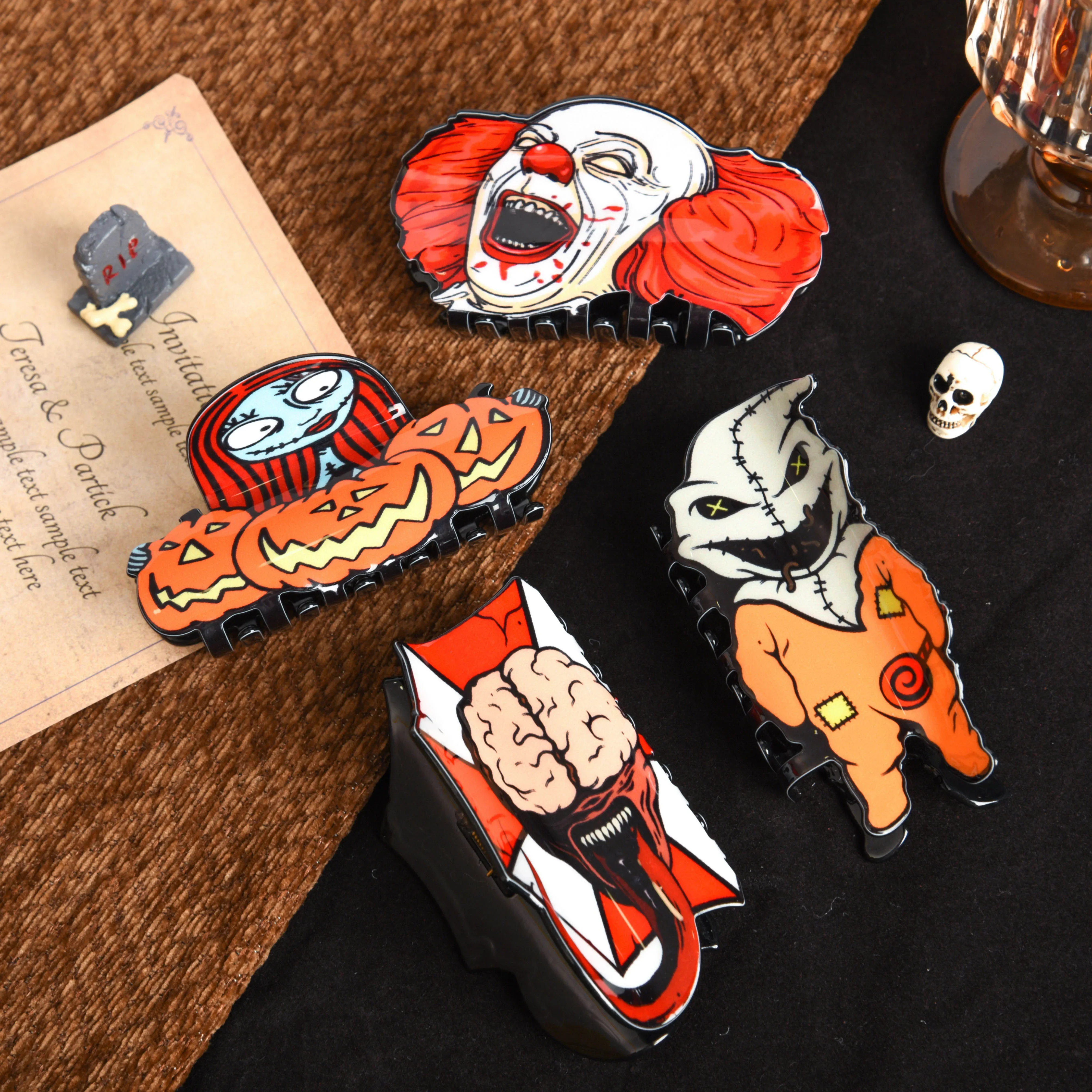 

BYL Halloween Horror Series Hair Claw Ghost Face Trendy Claw Clips Fashion Creative Hair Clips Hair Accessories for Women Girls