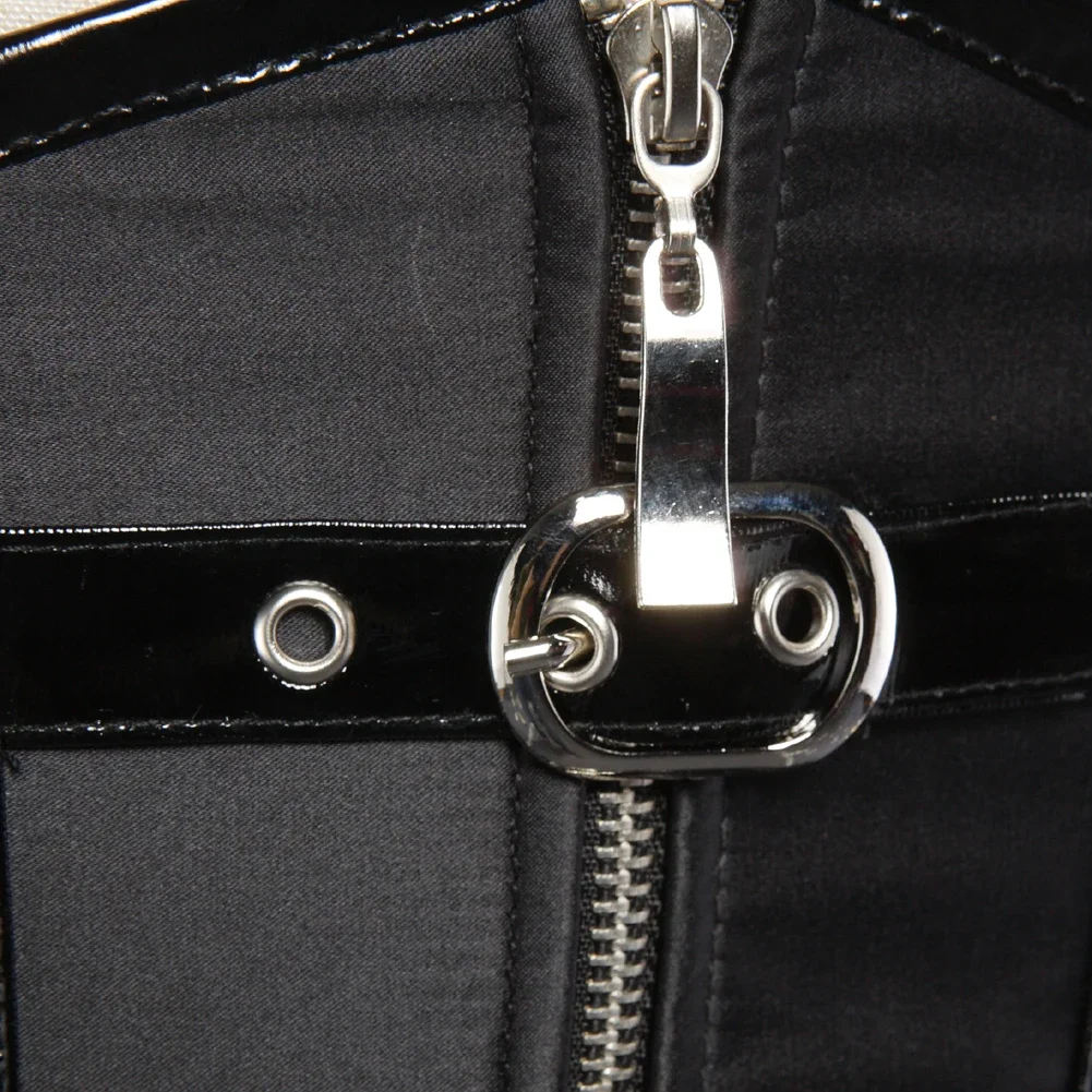 Faux Leather Underbust Corset Steampunk Steel Boned Corset Gothic Style with Metal Rings and Buckles Carnival Party Clubwear