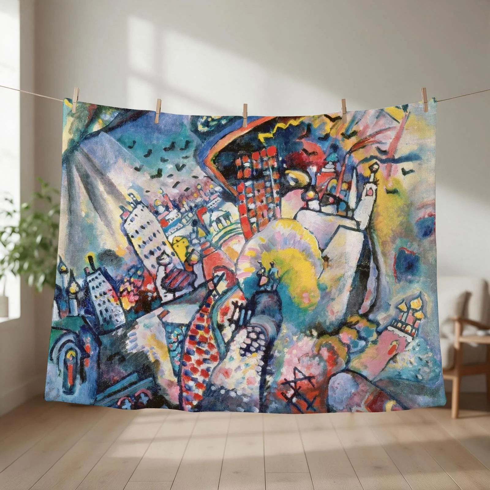 Wassily Kandinsky Moscow. Red Square Throw Blanket Plaid Picnic Retros Winter beds Blankets