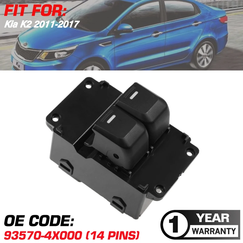 Electric Power Car Window Master Switch 93570-4X000 For Kia K2 2011 2012 2013 2014 2015 2016 2017 93570-4X300 14 Pins