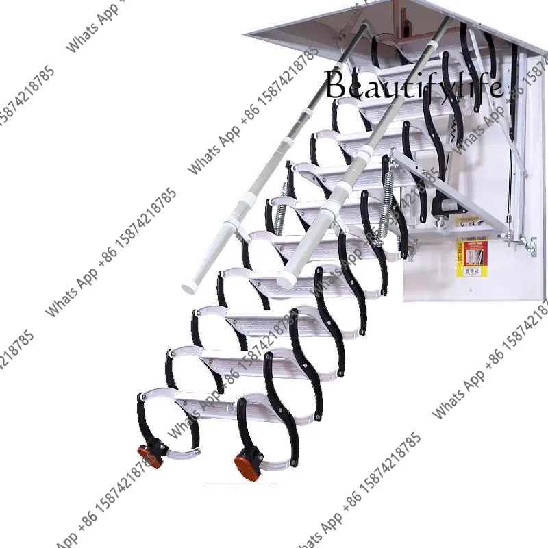 

J Household Attic Hidden Telescopic Stairs, Folding Lift Electric Shrink Stairs Aluminum Alloy Ladder Thickened