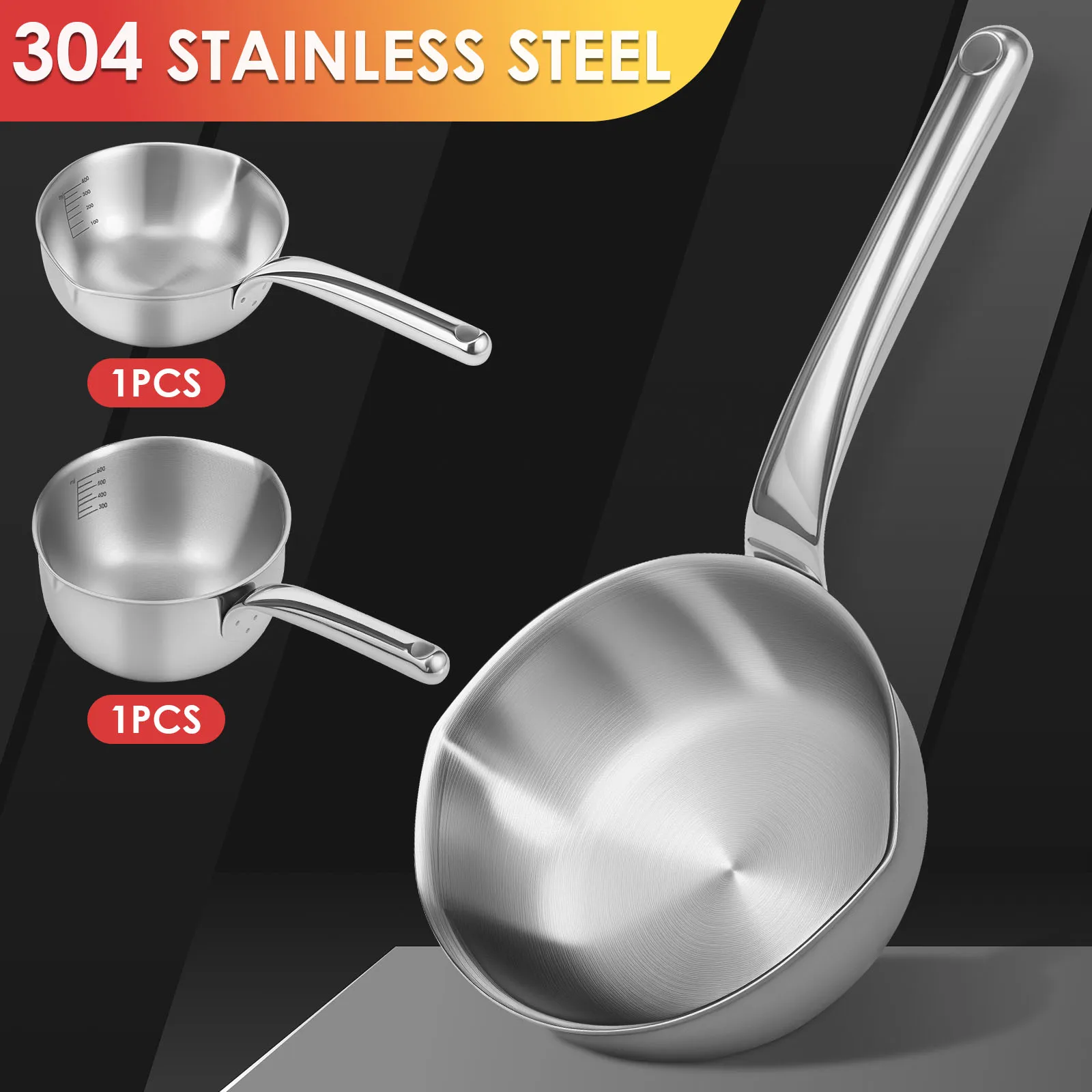 

Кастрюля для супа из нержавеющей стали, 400–600 мл, кастрюля для супа, твердая кастрюля для подогрева масла, бытовая антипригарная термостойкая посуда, кастрюли