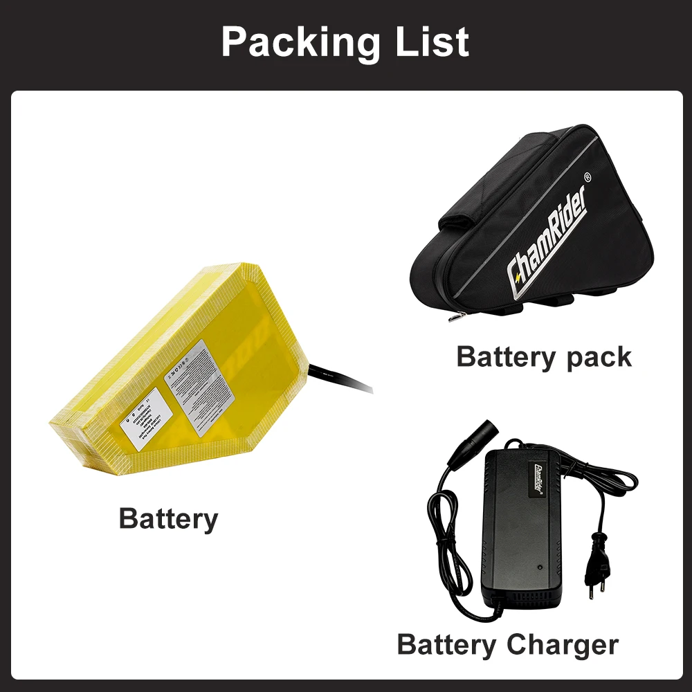 ChamRider 48V45AH 50AH 48AH Ebike Battery Cell Triangle 30AH Huge Capacity 1000W 1500W 2000W 3000W Super Powerful 21700 Bafang