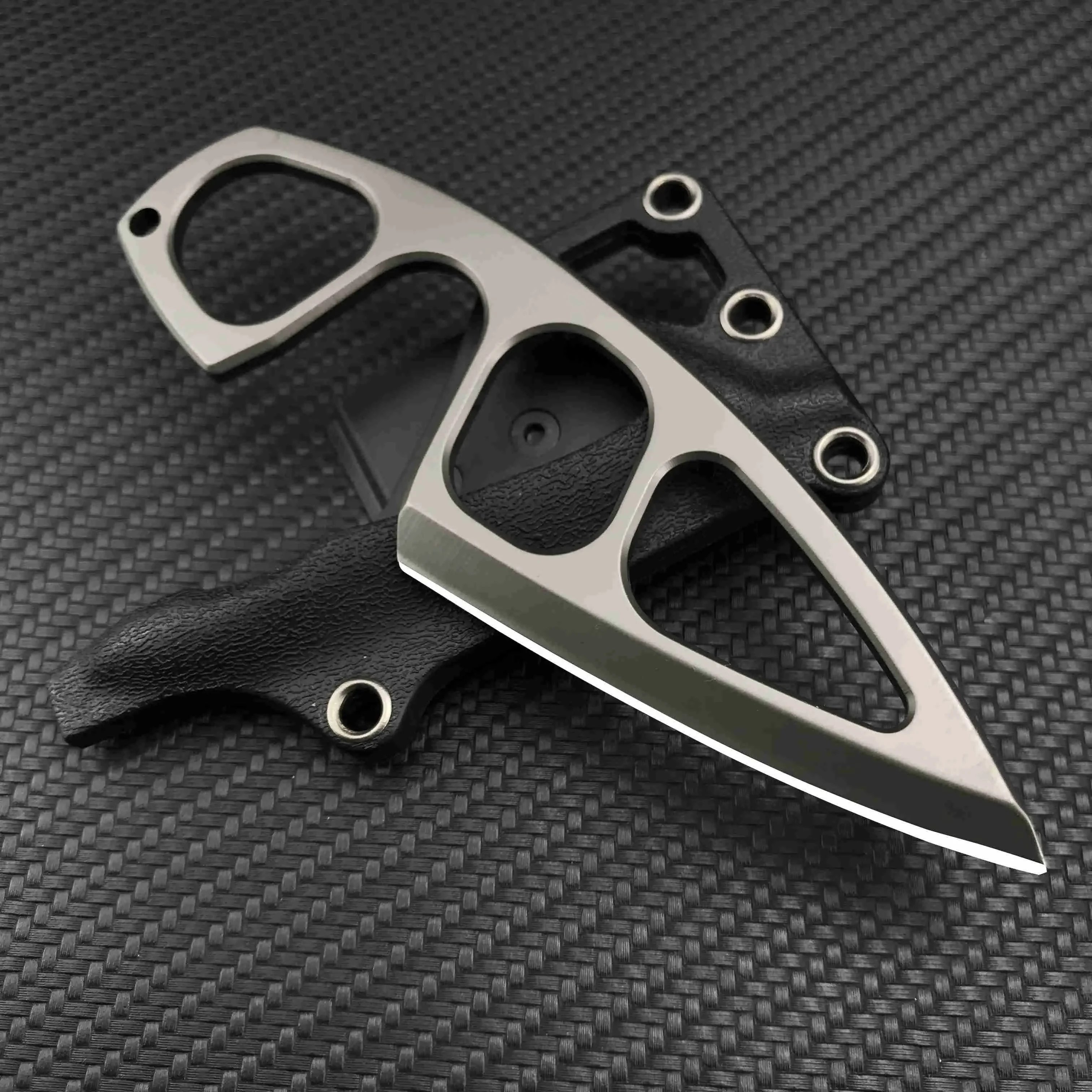 Mini Fixed Blade Military Knife Cute Army Rescue Knives, 440C Full Tang Straight Knife, ABS Plastic Sheath Outdoor Camping Tools