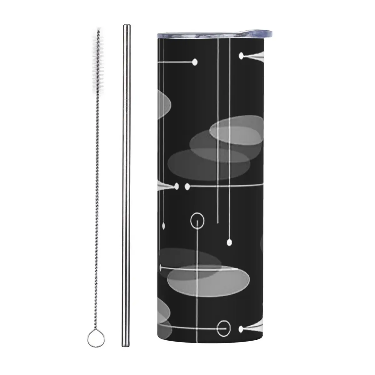 Mid-Century Atomic Space Age Stainless Steel Tumbler Vacuum Insulated Mug Thermal Cold Cup Straws With Lid 20oz