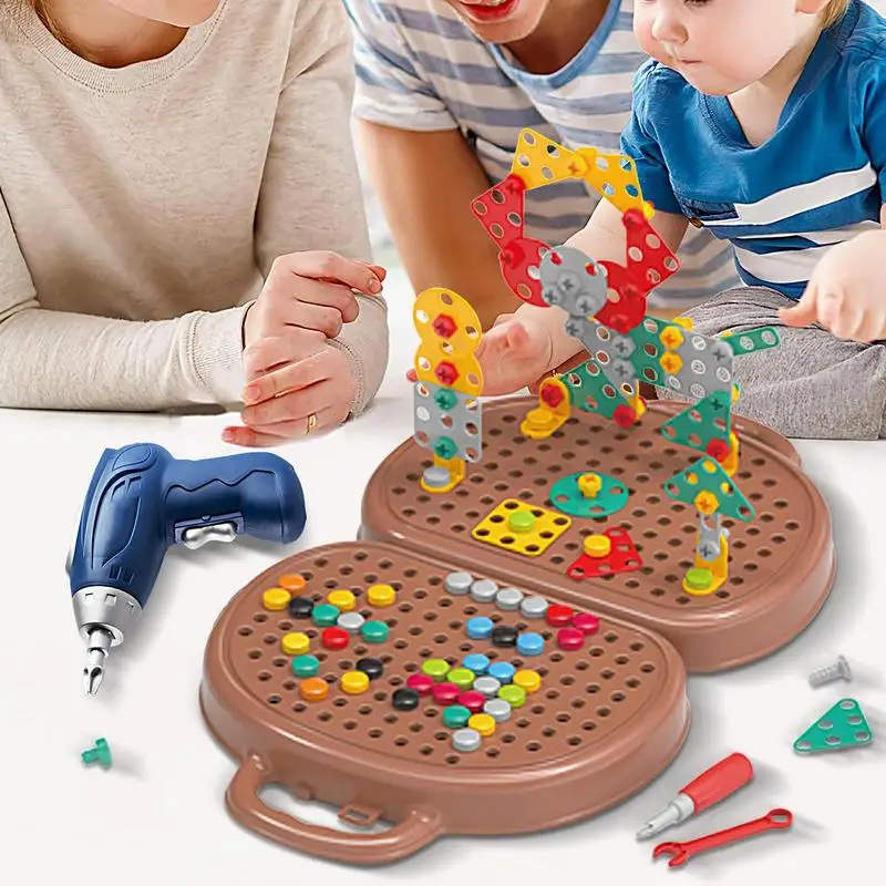 Kids Tool Set Kids Screw Tool Box With Electric Drill Engineering Playset Construction Toy For Preschool Young Children Girls
