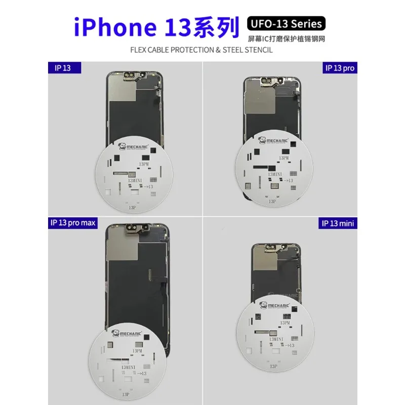 Imagem -05 - Tela de Proteção de Tela Lcd Ufo Steel Stencil Reparo Pop-up para Iphone 11 12 12mini 12pro Max 13 Mini 13 14 15 Pro Max