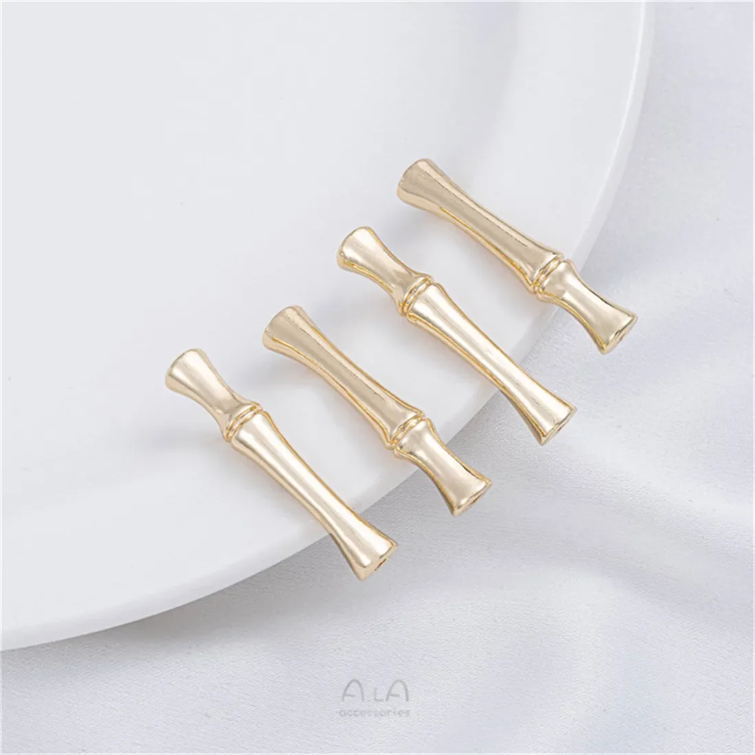 14K الذهب حقيبة طويلة الخيزران المشتركة الأنابيب المنحنية منفصلة حبة الملحقات، اليدوية DIY سلسلة اللؤلؤ والمجوهرات، سوار وقلادة