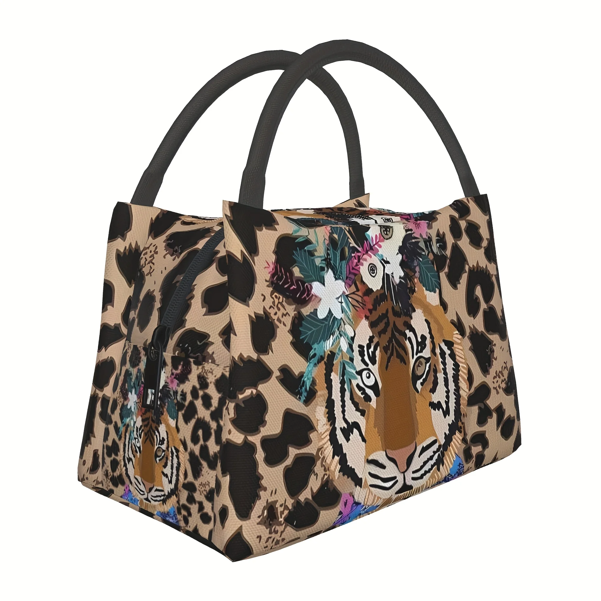1pc Portable Reusable Cooling Bag Insulated Tiger-Pattern Tote, Essential for Camping Picnics Beaches Suitable for Home