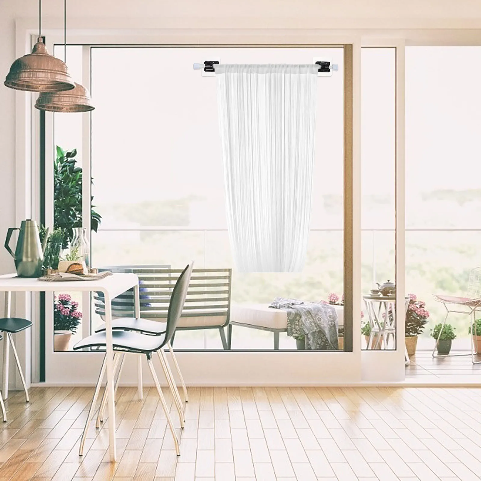 

1 set Black Hooks Shower Curtain Rod Telescopic Extendable Poles Adjustable Tension Holder Thickened Clothes