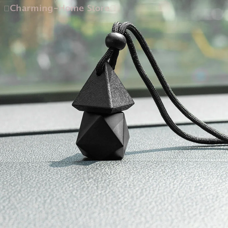 【M】1Pc Triangle Cover Dyed Cover Matte Black Empty Bottle Car Essential Oil Diffuser Fragrance Freshener Perfume Bottle Ornament